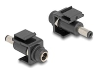 Delock - Adapter För Effektkontakt - Växelströmsjack 5,5 X 2,5 Mm (Hona) Till Växelströmsjack 5,5 X 2,5 Mm (Hane) - Svart