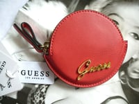 Genuine GUESS Red ZIPPED COIN MONEY POUCH Purse  - Tag NEW Jos1