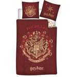 Aymax - Parure de lit réversible Harry Potter Poudlard - Rouge et Blanc - 140 cm x 200 cm