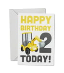 1 x Digger A5 Blank Greetings Card - Kids Birthday 2nd 2 Two Today Gift #76998