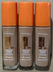 3 x Rimmel London Lasting Radiance Medium Coverage 201 Foundation SPF 25 30ml