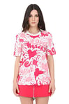 Love Moschino Women's Regular-fit T-Shirt with Short-Sleeves in Allover Hearts and Splash Logo Print, All.Splash ROSA, 40