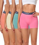 wirarpa Boxer Femme Coton Shorty Anti Frottement Shorts Caleçons Femmes 3'' Inseam Lot de 4 Orange Clair Rose Menthe Jaune Taille M