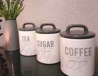 Set of 3 Retro Canister Set-Tea/Coffee/Sugar Storage Jars Kitchen Essentials