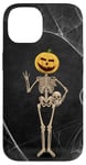 iPhone 14 Spooky Halloween Skeleton Jack-O-Lantern Pumpkin Head Skull Case