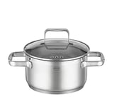 RÖSLE Faitout CHARM - Récipient de Cuisson Universel en Inox 18/10 avec Couvercle en Verre et Graduation Intérieure - Compatible Induction, Passe au Lave-Vaisselle, 20 cm