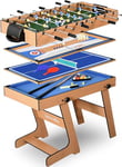 SereneLife Table Multijeux 5in1,122 cm Jeux d’Arcade avec Accessoires,Baby Foot, Billard, Ping Pong, Bowling, Shuffleboard Table Multijeux Pliable-Pour Interieur Exterieur, Famille,Enfants et Adultes