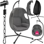 TECTAKE Fauteuil suspendu ANIKA avec Support et Coussin 160kg Pivotant 360° Pliable - Gris anthracite