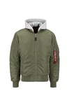 Alpha Industries Men's MA-1 ZH Back EMB Bomber Jacket, Sage-Green, L