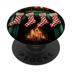 Christmas Stockings Hung by the Fireplace PopSockets Adhesive PopGrip