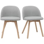 Miliboo - Chaises scandinaves en tissu gris clair et bois clair massif (lot de 2) celeste