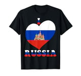 I Love Russia I Love Moscow Proud Russian Flag Heart Graphic T-Shirt