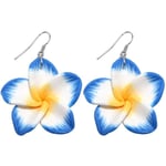 Silver Örhängen - Frangipani Flower / Plumeria Blomma - Blå Silver