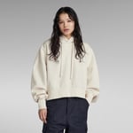 G Star Raw Womens G-Star RAW Oversized Cropped Hoodie - Beige Cotton - Size X-Small