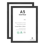 A5 Black Wood Poster Frame with Plexiglass Front Photo Frame Picture Frame for Wall Mounted (Black Wood,15x21,Set of 2)