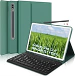 Étui Clavier Pour Samsung Tab S9 Fe+/ S9 Plus 12,4 Pouces Clavier Bluetooth¿Azerty Français), Clavier Sans Fil Amovible, Vert Foncé