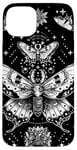 Coque pour iPhone 15 Plus Blanc abstrait ethnique Death Moth Dark Goth Girl fantaisie