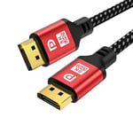 jojobnj Câble displayport 2,1,DP Câble 5m (16K,10K,8K@60Hz, 4K@144Hz, 2K@240Hz, 40 Gbit/s), pour ordinateur portable TV Gaming Monitor (rouge)