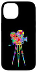 Coque pour iPhone 14 Caméra vidéo Arc-en-ciel Art Splatter Film Lover Design