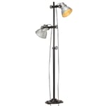 vidaXL Golvlampa med 2 lampskärmar silver E27 gjutjärn 320583