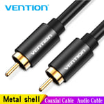 Vention RCA vers RCA mâle vers mâle câble audio stéréo 1 m 1,5 m 2 m câble coaxial câble vidéo RCA pour amplificateur TV maison mâle vers mâle, noir- 1,5 m