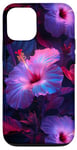 iPhone 13 Pro Aesthetic Hawaiian flower Purple Hibiscus Flowers Girl Case