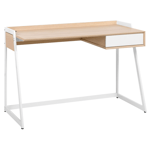 Bureau 120 x 60 cm Couleur Bois Clair et Blanc en MDF et Métal avec un Tiroir d