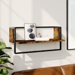 vidaXL Wall Shelf with Bar Smoked Oak 65x25x30 cm