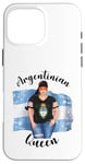 Coque pour iPhone 16 Pro Max Casquette de baseball pour femme avec drapeau argentin de la reine argentine