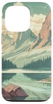 Coque pour iPhone 13 Pro Rocky Mountain Lake Vintage Paysage graphique