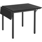 Table de Salle à Manger Pliable, Table de Cuisine Extensible, Bureau, pour 2 à 4 Personnes, Rectangulaire, avec Abattants, pour Petits Espaces, Noir