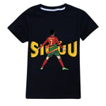 Barn CR7 Ronaldo Print Casual T-shirt Pojkar Flickor Kortärmad Tee Toppar Sommar Black 150cm