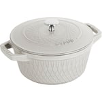 3272340056680 Staub Round Cast Iron Pot - 2.3 ltr, White Truffle