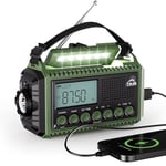 Portable Wind Up Radio, Hand Crank and Solar Powered Radio with USB Phone Charger, Emergency Radio with SOS Alarm and Flashlight, AM/FM/SW Radio with 12000mAh Rechargeable Battery for Outdoor