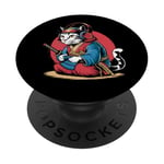 Japon Kawaii Cat Samurai Casque Casque Manette de Jeu Vidéo PopSockets PopGrip Adhésif