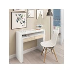 Console bureau extensible Blanc/Chêne clair - NIAL - L 99 x l 36 x H 88 cm