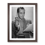 Humphrey Bogart Modern Framed Wall Art Print, Ready to Hang Picture for Living Room Bedroom Home Office Décor, Walnut A3 (34 x 46 cm)