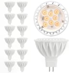 MR16 LED Bulbs 2700K GU5.3 Warm White 12 pcs, 5W Replacement 50W Halogen Equivalent Not-Dimmable,12V Low Voltage GU5.3 Bulb Spotlights 38° Beam Angle for Outdoor Landscape Flood Track Lighting