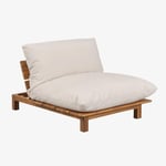 Fauteuil Inclinable De Jardin En Bois D'acacia Brina Beige Crème