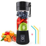 Mixeur portable Smoothie Maker : blender personnel avec 6 couteaux en acier inoxydable, mélangeur portable avec USB rechargeable, 380 ml et sans BPA pour la maison, les voyages, l'extérieur