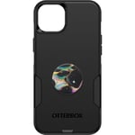 OtterBox Bundle Nectarine Commuter Series Case - (Black) + PopSockets PopGrip - (Electric Oil Slick), Slim & Tough, Pocket-Friendly, with Port Protection, PopGrip Included