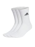 adidas Sportswear Unisex 3 Pack Cushioned Crew Socks - White, White/Black, Size Xs, Men