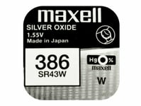 Maxell 386 Pile Batterie Montre Sans Mercure Oxyde D'Argent SR43W Japon 1.55V