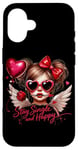 Coque pour iPhone 16 Ailes d'ange « Stay Single And Happy Heart »