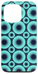 iPhone 13 Pro Teal Dark Blue Oceanic Circle Ring Dot Bubble Pattern Case