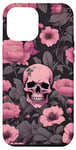 Coque pour iPhone 14 Plus Étui de téléphone gothique fleurs crâne roses et fond gothique