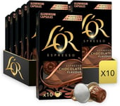 L'OR Espresso Chocolate Flavour Coffee Pods X10 Pack of 10, Total 100 Capsules