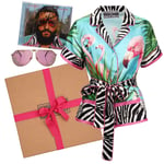 DOLCE & GABBANA DJ Khaled Box Flamingo Silk Shirt Blouse Sunglasses CD 12486