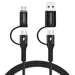 1M Câble Multi USB Universel Port USB + 2 USB C + Micro USB,Multi Cable USB C 4 en 1 PD Charge QC 3.0 Chargeur,Multi Embout USB C vers Micro USB Compatible avec iPhone15,Samsung Android.[W737]