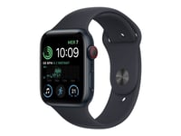 Apple Watch Se (Gps + Cellular) - 2. Generasjon - 44 Mm - Midnattsaluminium - Smartklokke Med Sportsbånd - Fluorelastomer - Midnatt - Båndbredde: Regular - 32 Gb - Wi-Fi, Lte, Bluetooth - 4G - 32.9 G